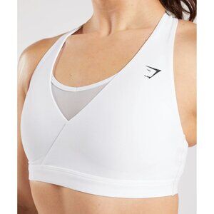 Gymshark White Crossover Sports Bra S Lightweight & Breathable With Pads